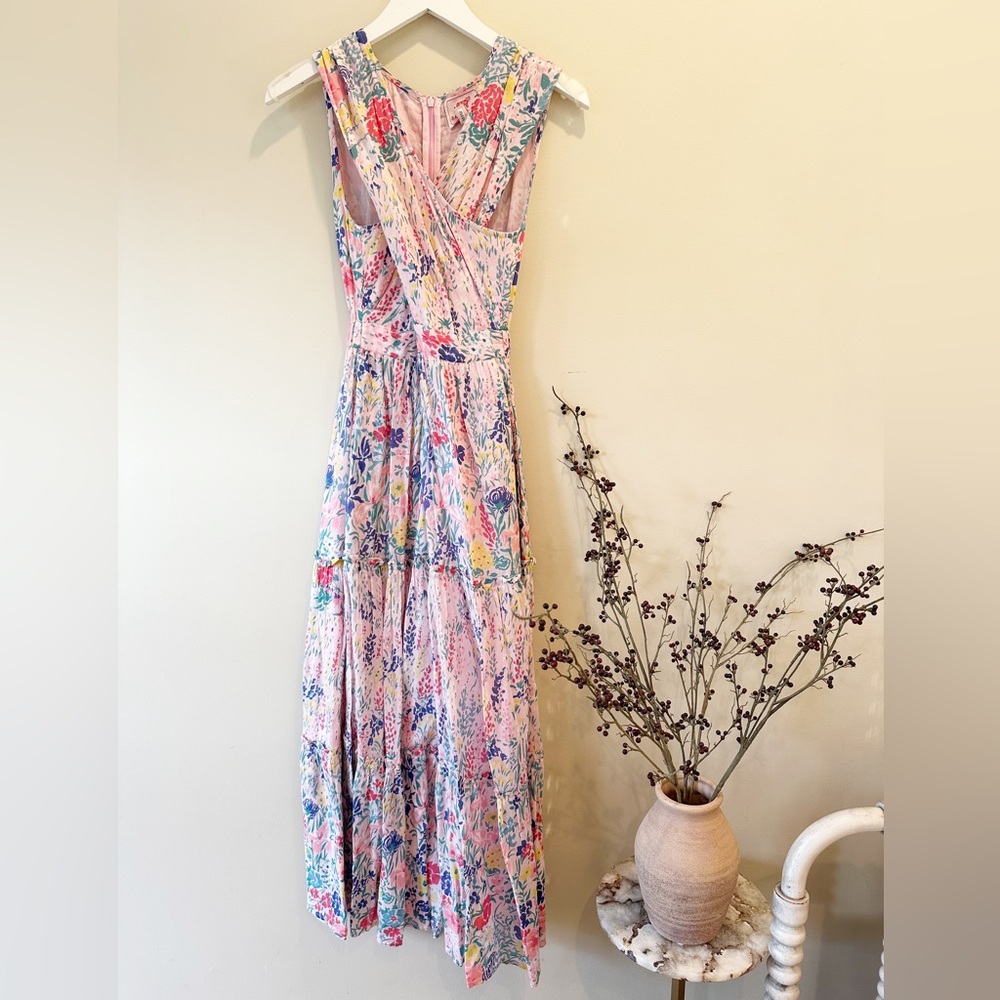 Banjanan Criss Cross Front Keyhole Dress, Pink Floral